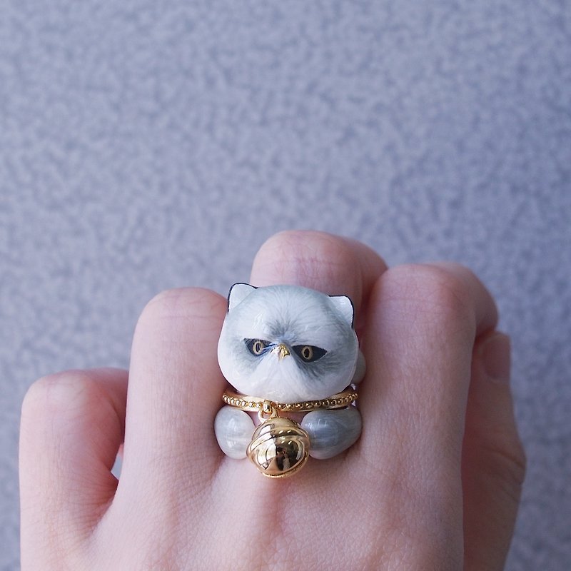 3-Piece Persian Cat Rings. - 戒指 - 其他金屬 灰色