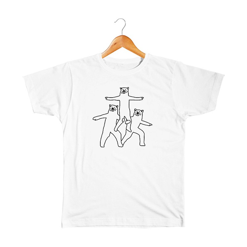 棉．麻 女 T 恤 白色 - クマの組体操 #4 T恤