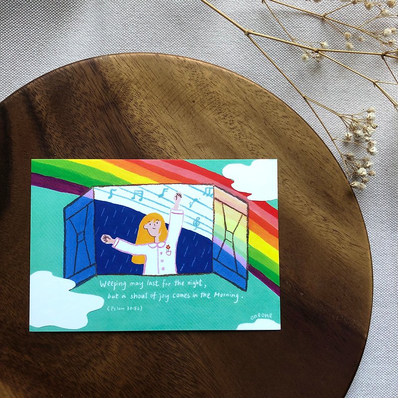 [Even if I cry, I will cheer in the morning] Hand-painted postcard gift/illustration - การ์ด/โปสการ์ด - กระดาษ 