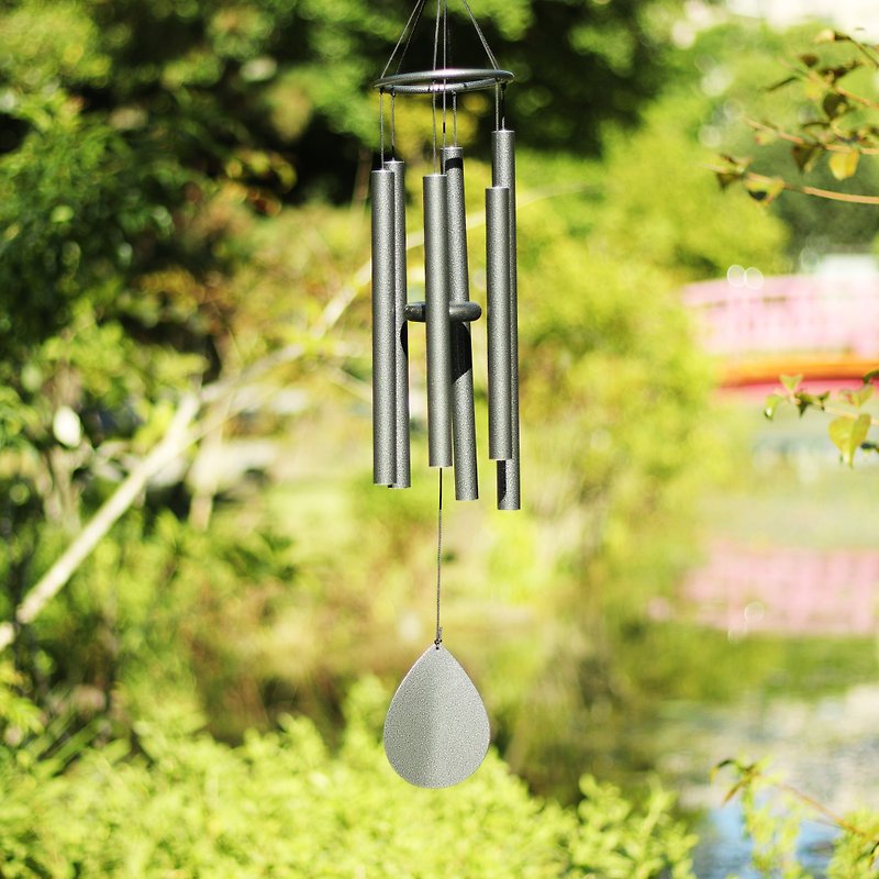 【Modern Nordic Style Chime】Oblique Black Hexagonal Wind Chime/32-inch Matte/Zen - Items for Display - Other Metals Black