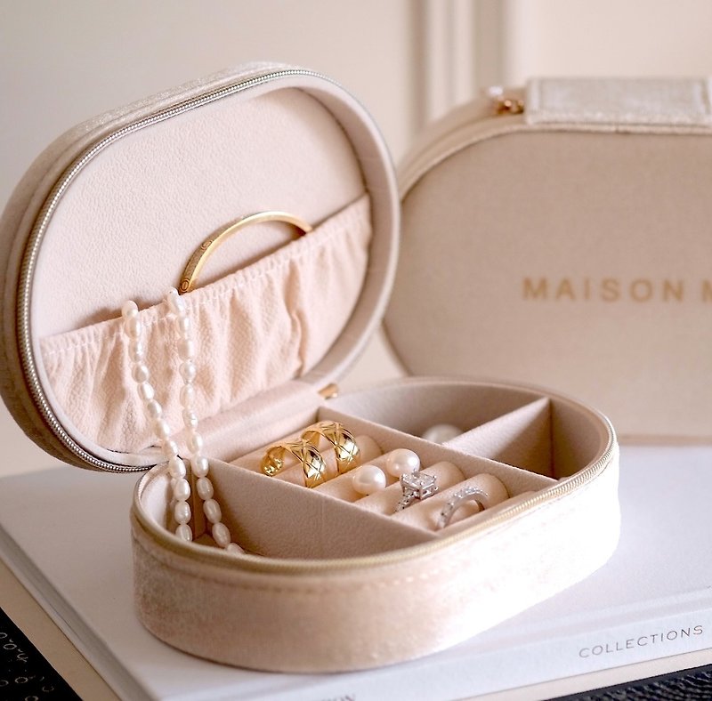 MAISON M 法式輕奢靡金珠寶盒 - 收納箱/收納用品 - 其他人造纖維 藍色
