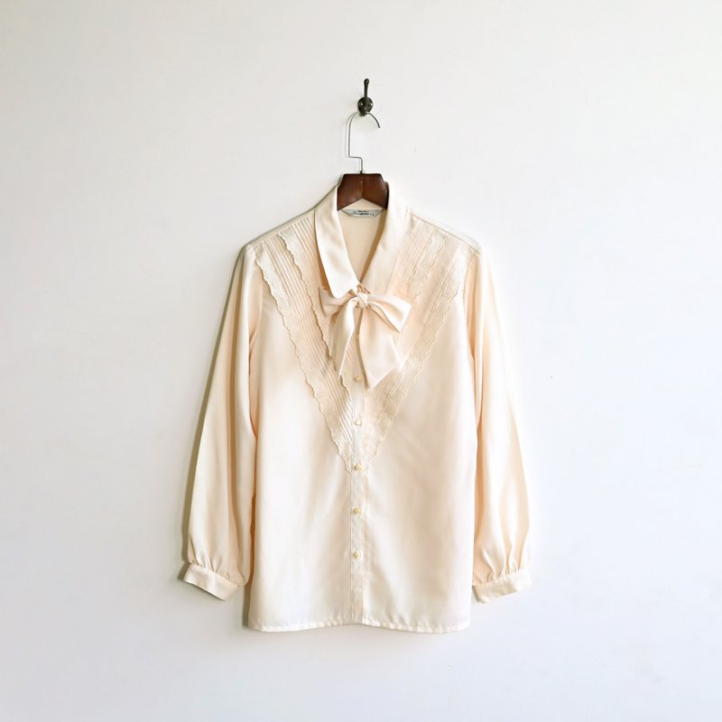 【蛋植物古著】粉黃山丘日本製刺繡古著襯衫 - 女襯衫 - 其他人造纖維 黃色