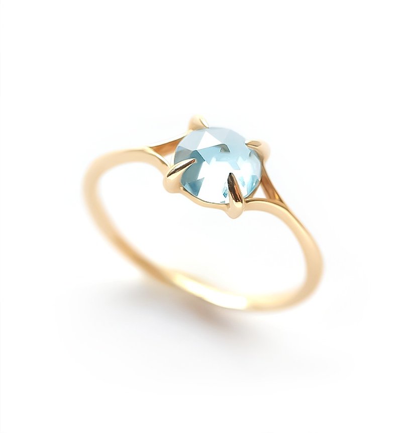 Sky Blue Topaz K10 Ring Rose Cut ~VALOA~ November Birthstone - แหวนทั่วไป - เครื่องเพชรพลอย สีน้ำเงิน