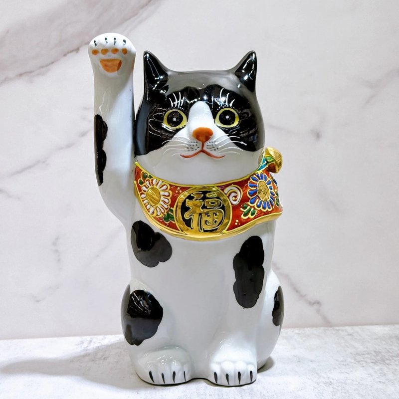 【守福家貓】日本九谷燒招財貓 | 黑布7號 - 擺飾/家飾品 - 瓷 白色