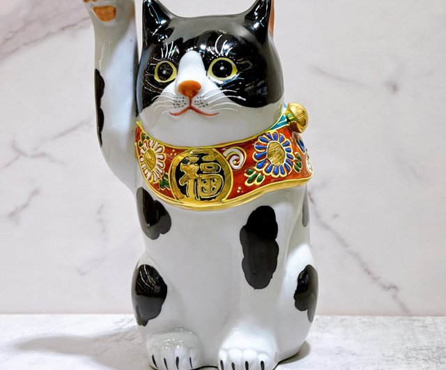 値下！【現状品】九谷焼　招き猫　眠り猫　置き物 Amazon.co.jp: 招き猫 置物 九谷焼 ちび眠り猫 黒盛 開店祝い