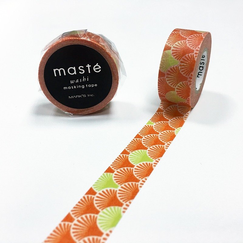 Maste and paper tape overseas limited-Multi wind [清青海波-橘(MST-MKT202-OR)】 - มาสกิ้งเทป - กระดาษ สีส้ม