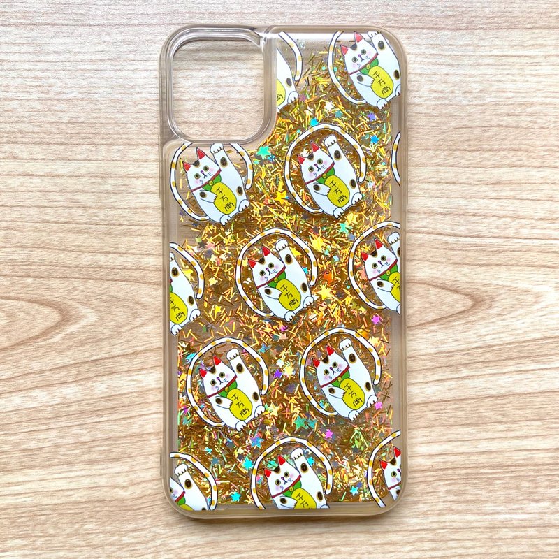 Lucky Cat Gold Glitter iPhone Case - Phone Cases - Other Materials Gold