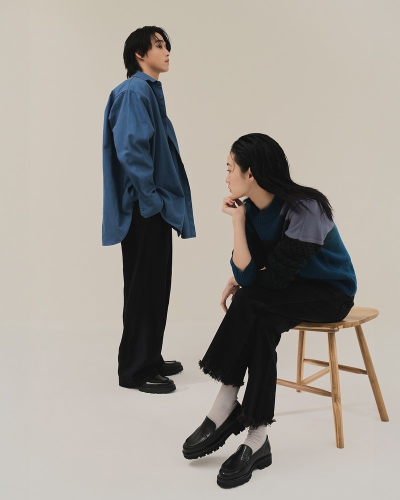 (M) EL Uチップダービーシューズ - ブラック - メンズ 革靴 - 革 ブラック