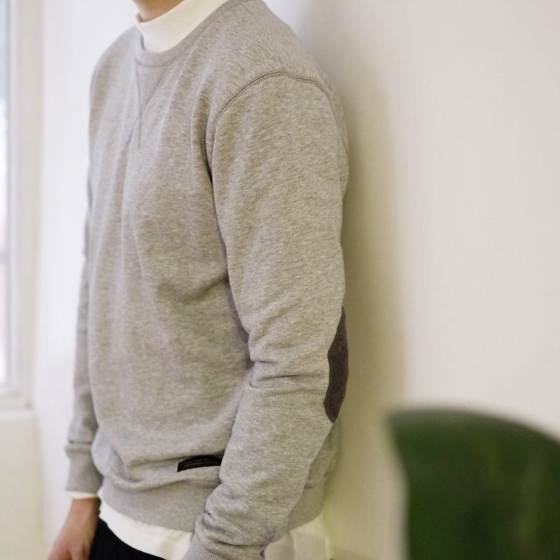 Patchwork Sweater 基本款純色圓領套頭衛衣/拼貼/簡約/情侶服/ - 男 T 恤 - 棉．麻 灰色