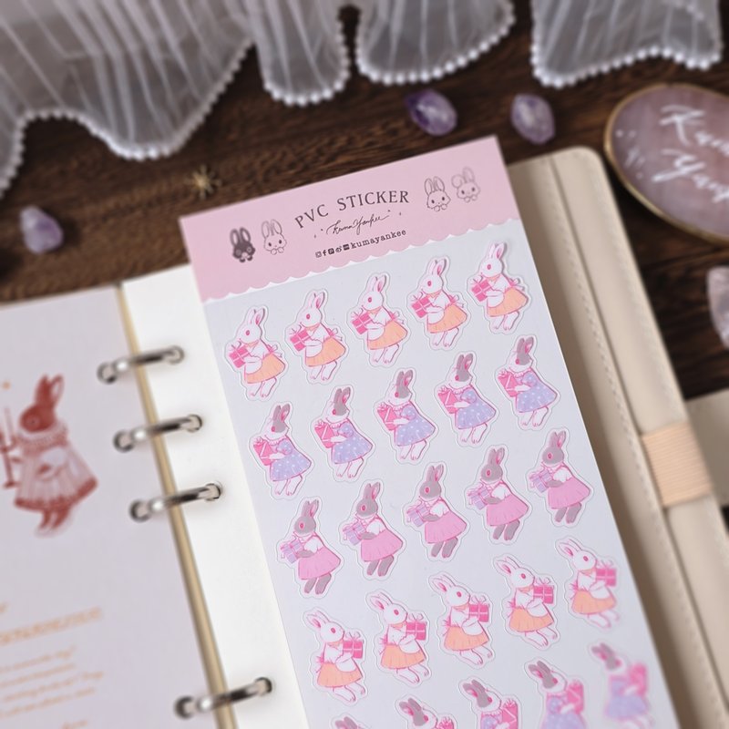 送禮物兔兔透明貼紙 - 貼紙 - 紙 