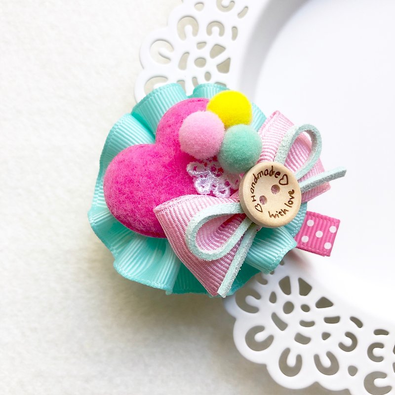 Fun little fat love YoYo hairpin / pink love - Hair Accessories - Other Materials Multicolor