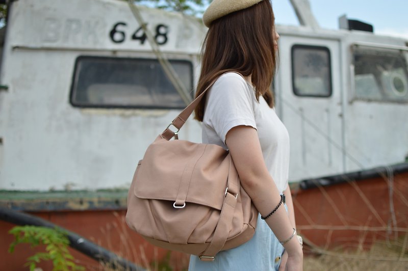 Travel Messenger bag / Diaper shoulder bag in Rose Gold - no18 Daniel - Messenger Bags & Sling Bags - Cotton & Hemp 
