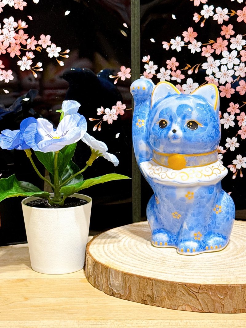 【青花富貴】日本清水燒招財貓 | 青体花 - 億万両 - 擺飾/家飾品 - 瓷 藍色