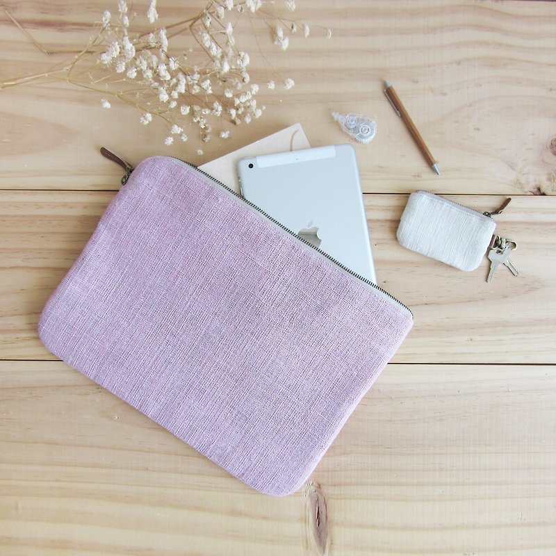 Medium Clutch Bags Hand Woven and Botanical Dyed Cotton Pink Color - อื่นๆ - ผ้าฝ้าย/ผ้าลินิน สึชมพู