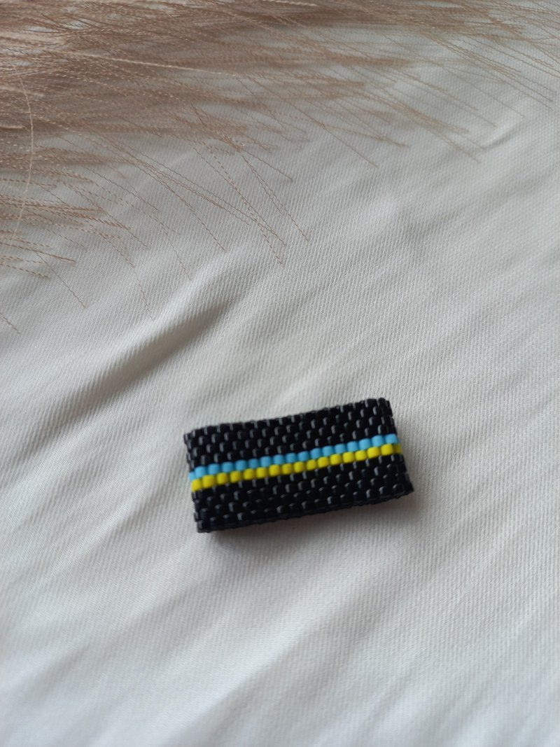 Beaded ring Miyuki Ukrainian flag handmade jewelry - 戒指 - 琉璃 多色