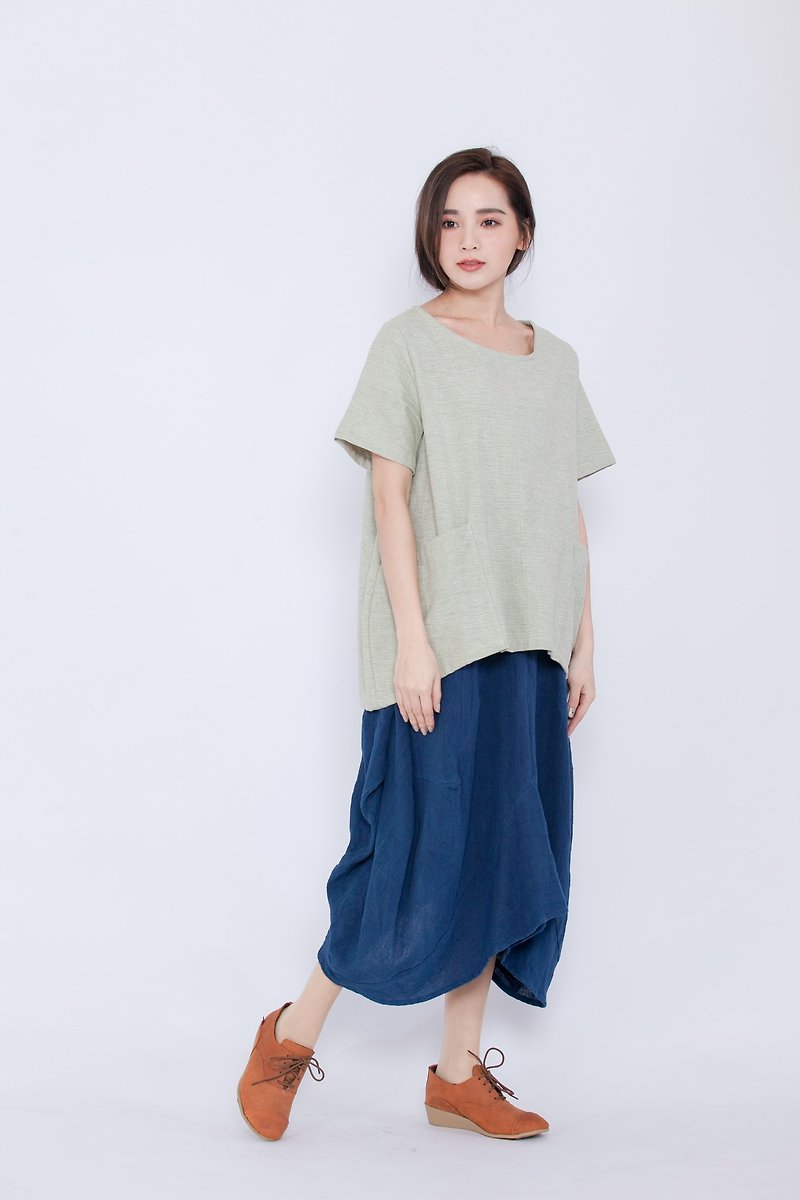 _ Dyeing plant bud skirt fair trade ballad drama _ - Skirts - Cotton & Hemp Blue