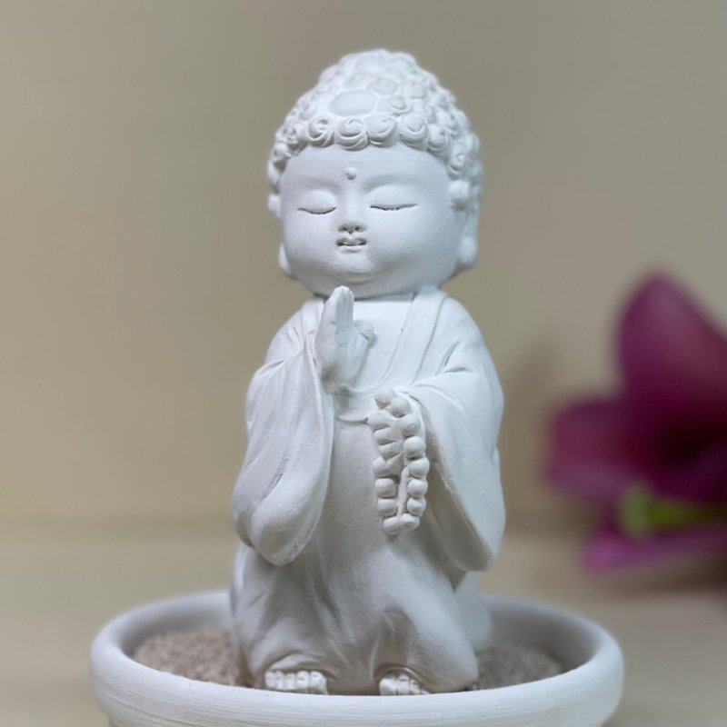 佛像擺飾 淨念吉祥小佛之初心小盤套組 佛 宗教 開運 水泥 擴香 - 香氛/精油/擴香 - 水泥 灰色