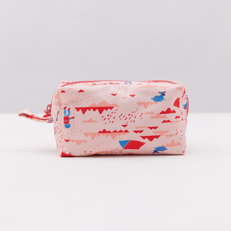 Zipper Rectangular Storage Bag (Organic Cotton)/Hike in the Mountains/Floral Blue Red - Toiletry Bags & Pouches - Cotton & Hemp Red