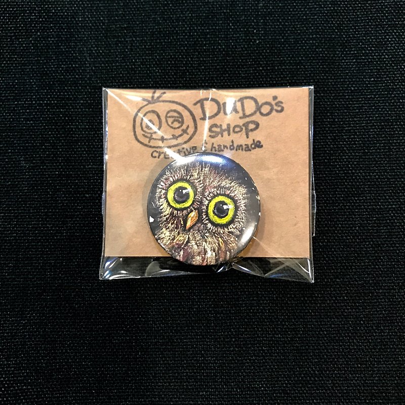 Hand-painted illustration small badge small badge pin | Owl - Badges & Pins - Other Metals 