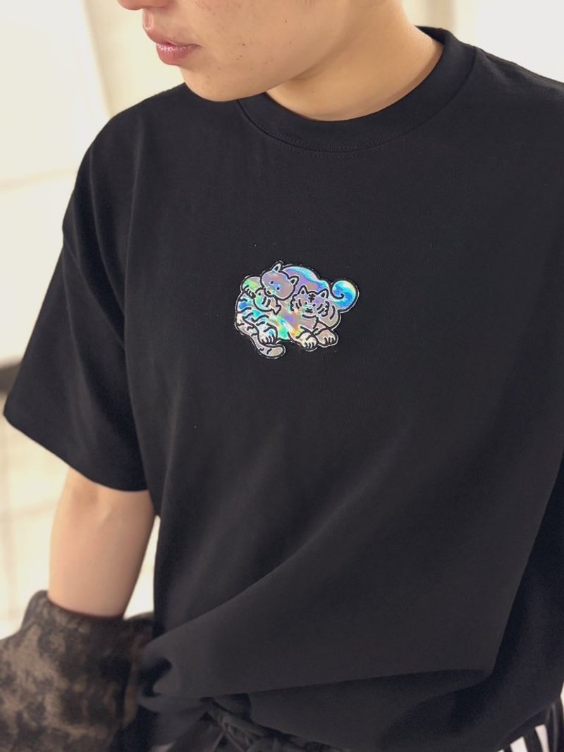 【オーロラリフレクター】オリジナルイラスト【Tシャツ】 - 女 T 恤 - 棉．麻 黑色
