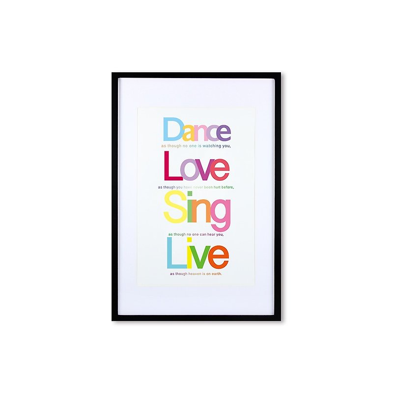 iINDOORS Decorative Frame - Quote Series Dance Love Sing Live - Black 63x43cm - Picture Frames - Wood Multicolor