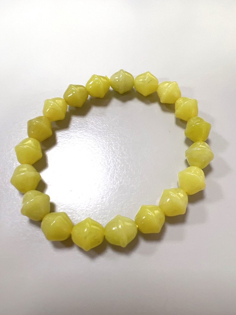 菜花玉手鍊 手串 9.9mm - 手鍊/手環 - 其他材質 綠色