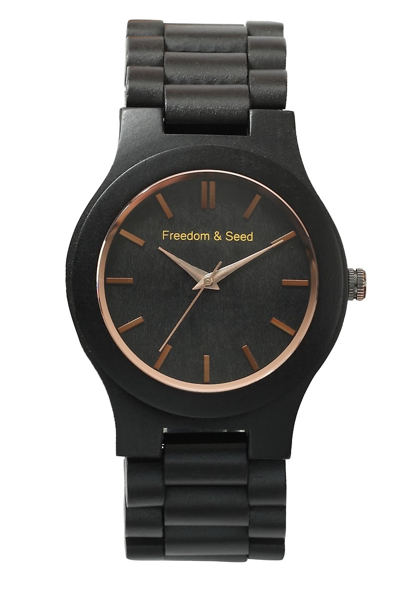 【Freedom&amp;Seed】日本木頭腕錶：藝系列43mm─African Blackwood烏木款