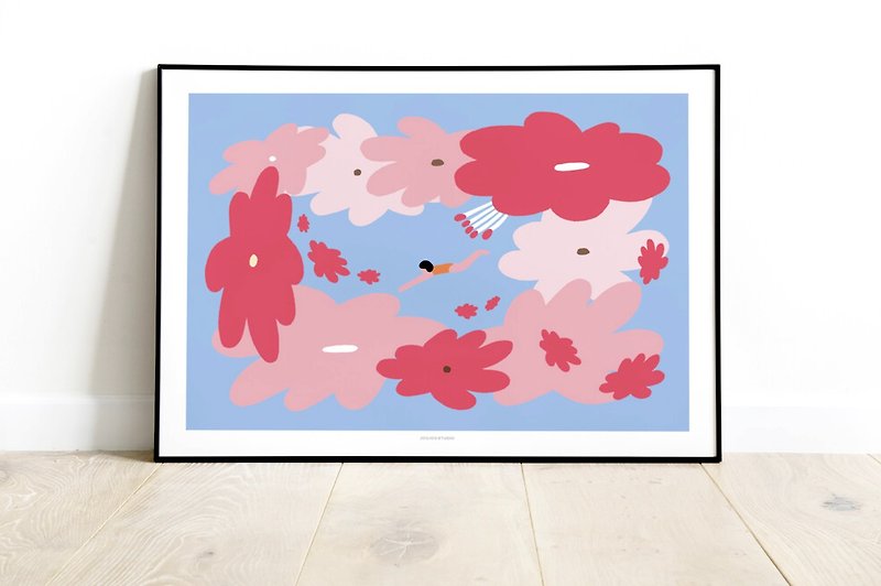 ダイブ・イントゥ・フラワーポスター（A3/A4） - ポスター・絵 - 紙 ピンク