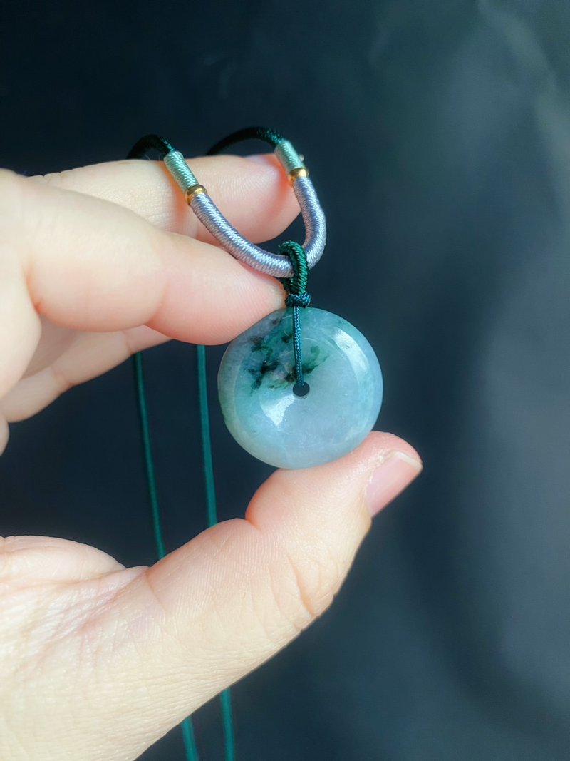 天然緬甸玉翡翠 綠底冰飄蘭花 平安扣 項鍊 禮物 長輩禮 - 項鍊 - 玉石 綠色