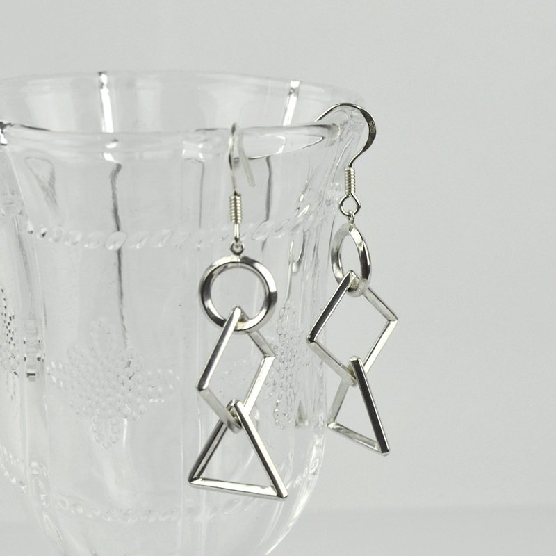 Sterling Silver Geometric Interlocking Earrings - Earrings & Clip-ons - Sterling Silver Silver