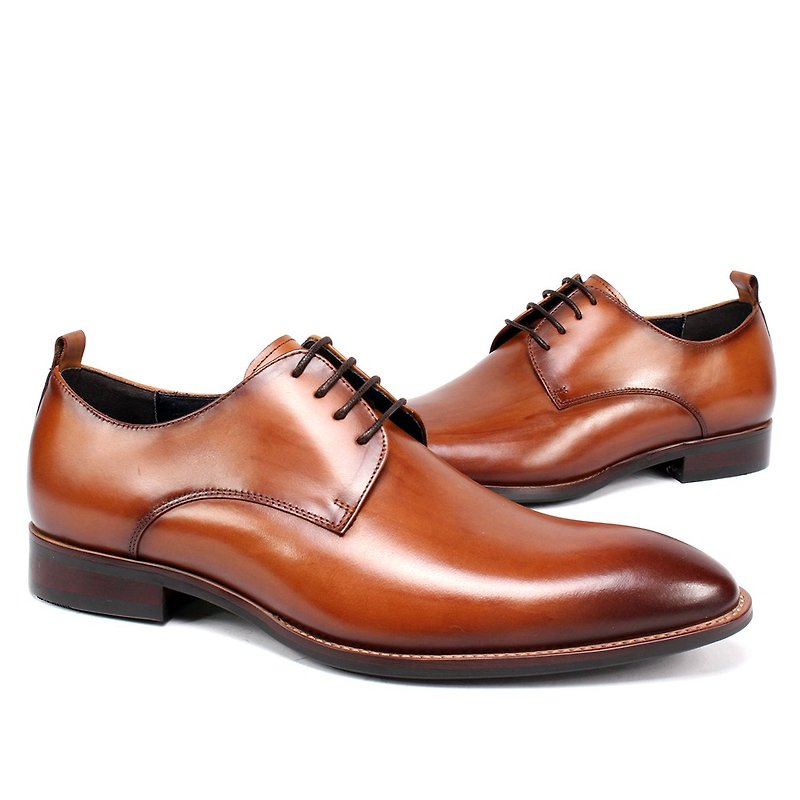 Sixlips V-Front simple yas rendering derby shoes brown - Men's Leather Shoes - Genuine Leather Gold