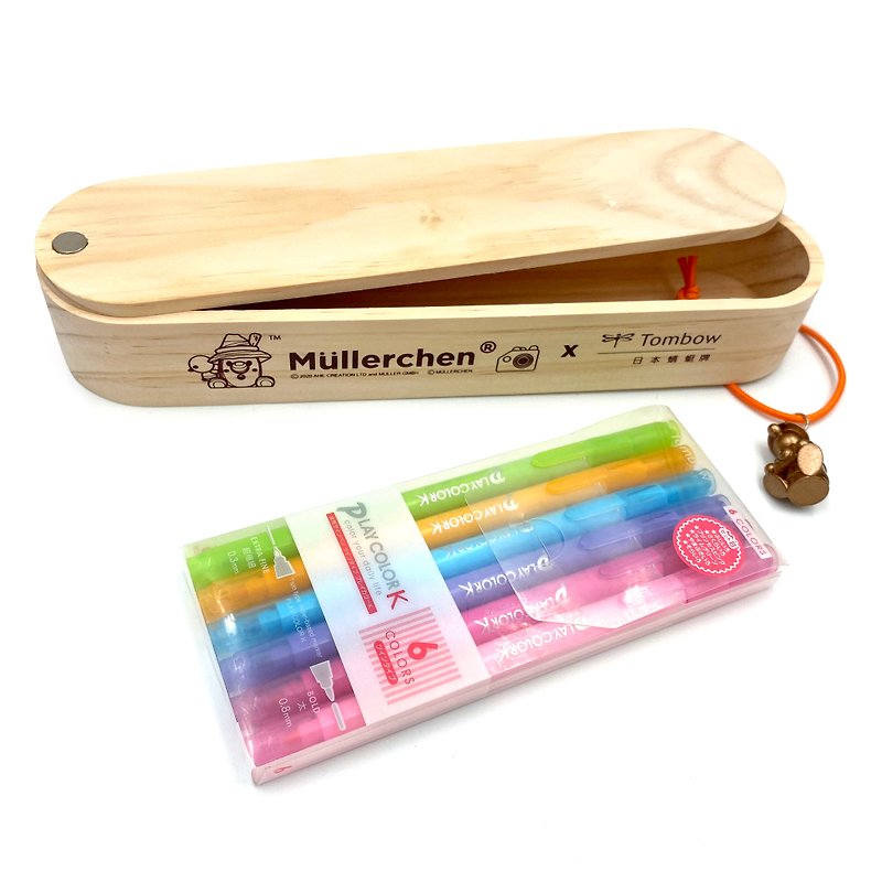 小木木旋轉筆盒連6色水筆 - 鉛筆盒/筆袋 - 木頭 