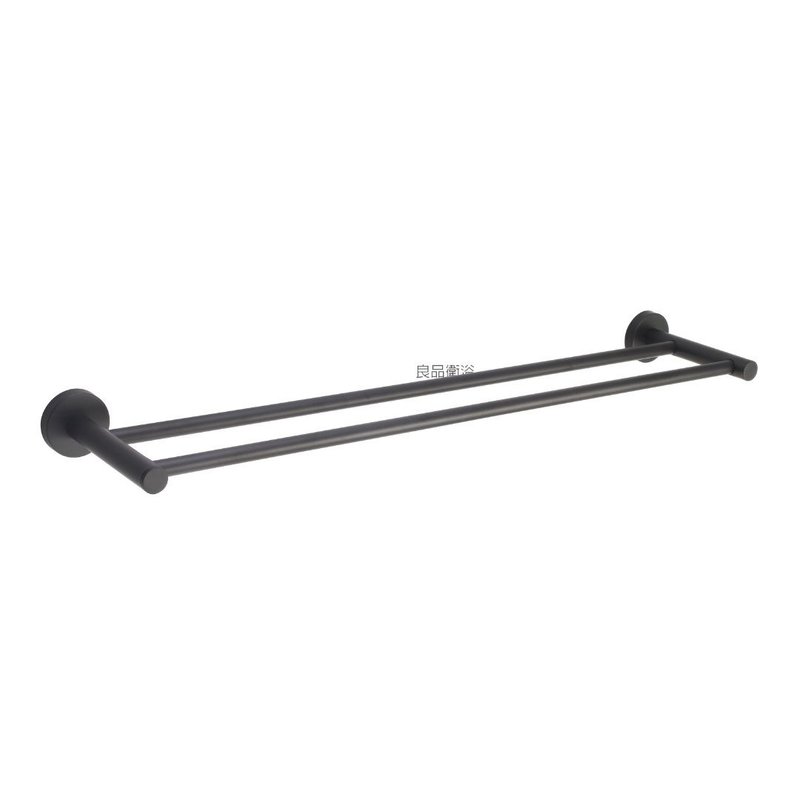 [Ren Shui Liangpin Sanitary Ware] 60CM Stainless Steel Double Rod Towel Bar (Black) 26-5525B Bathroom Storage - ชั้นวาง/ตะกร้า - สแตนเลส สีดำ