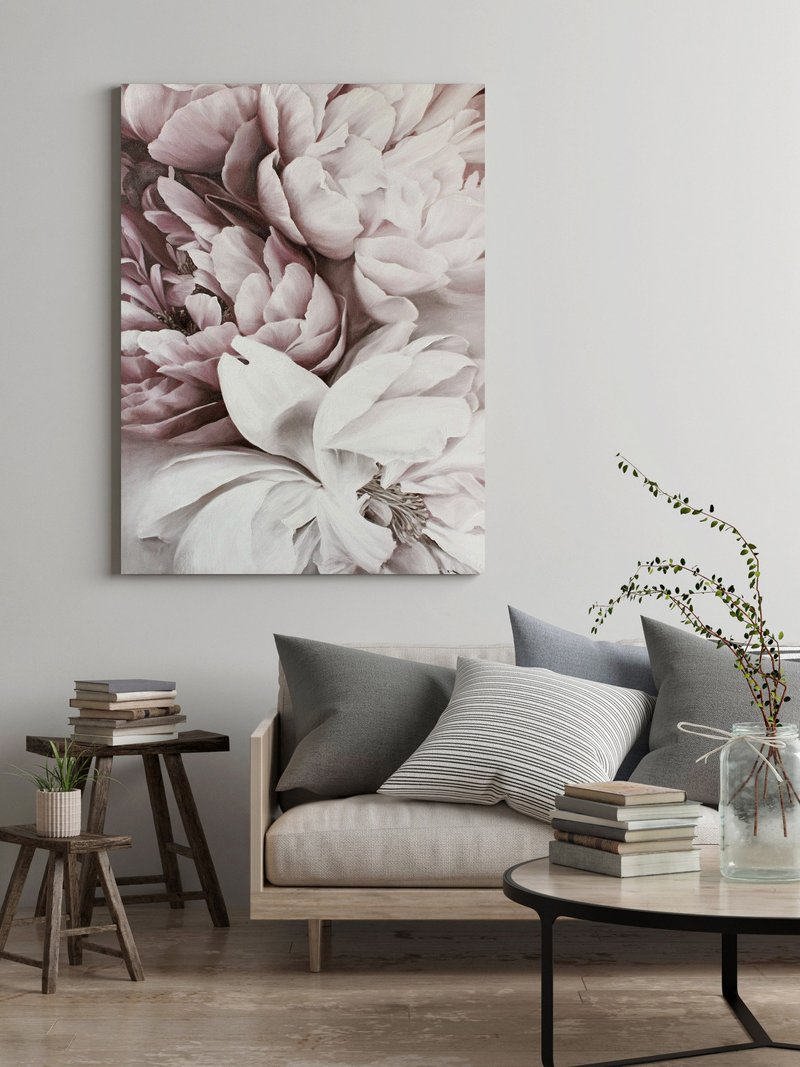 Purple Painting | Purple Flowers | Purple Wall Art | Purple Peonies - 壁貼/牆壁裝飾 - 棉．麻 紫色