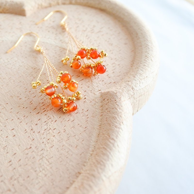 sui  -carnelian- - Earrings & Clip-ons - Other Metals Gold