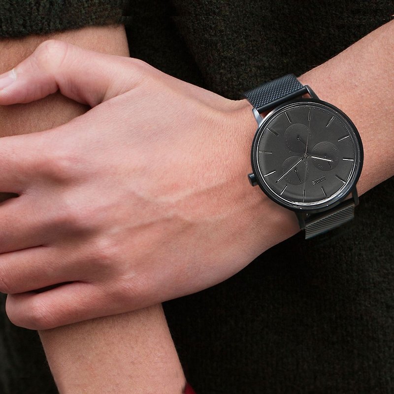 シンプルなデザインの時計5105 |ステンレスメッシュストラップ - 腕時計 ユニセックス - 金属 ブラック