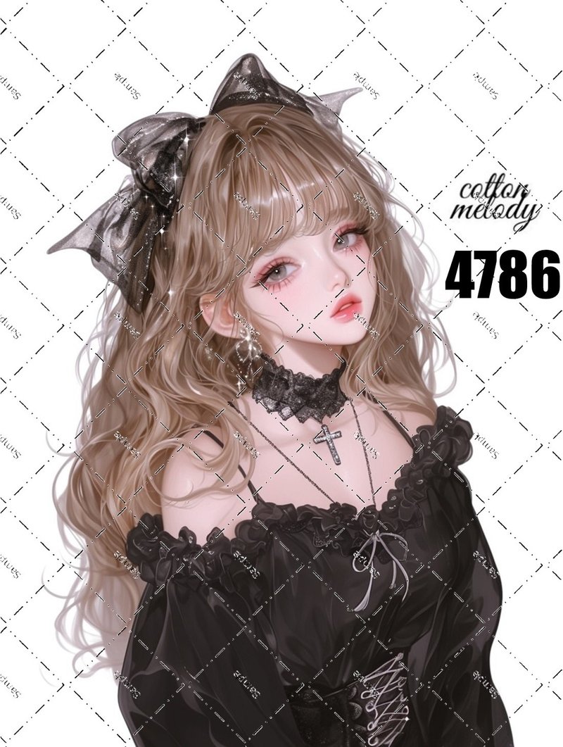 original sticker no.4786 人物ステッカー オリジナルステッカー オリジナル人物ステッカー 装飾ステッカー cotton melody - 貼紙 - 紙 