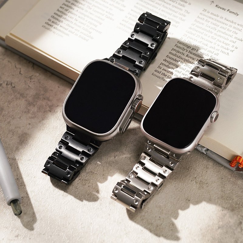 Apple watch - 復古經典小方塊鈦金屬 蘋果專用錶帶 - 錶帶 - 其他金屬 