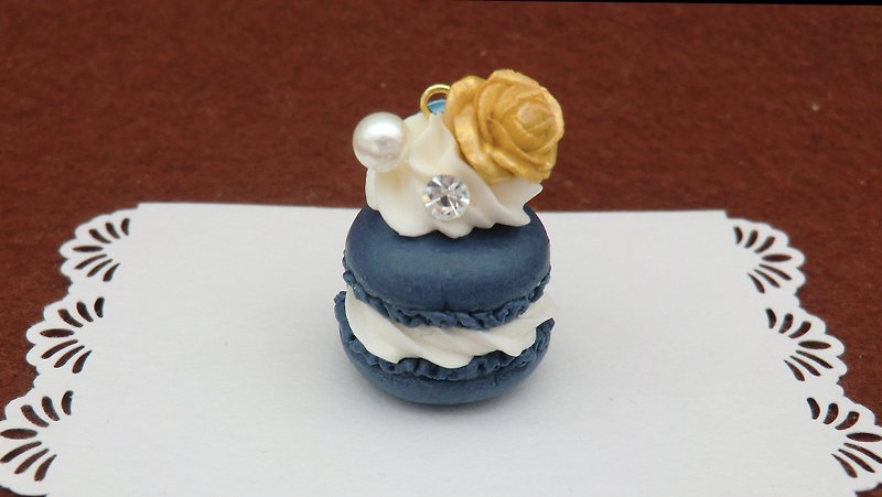 玫瑰花珍珠馬卡龍項鍊 頸鍊 - 項鍊 - 黏土 藍色