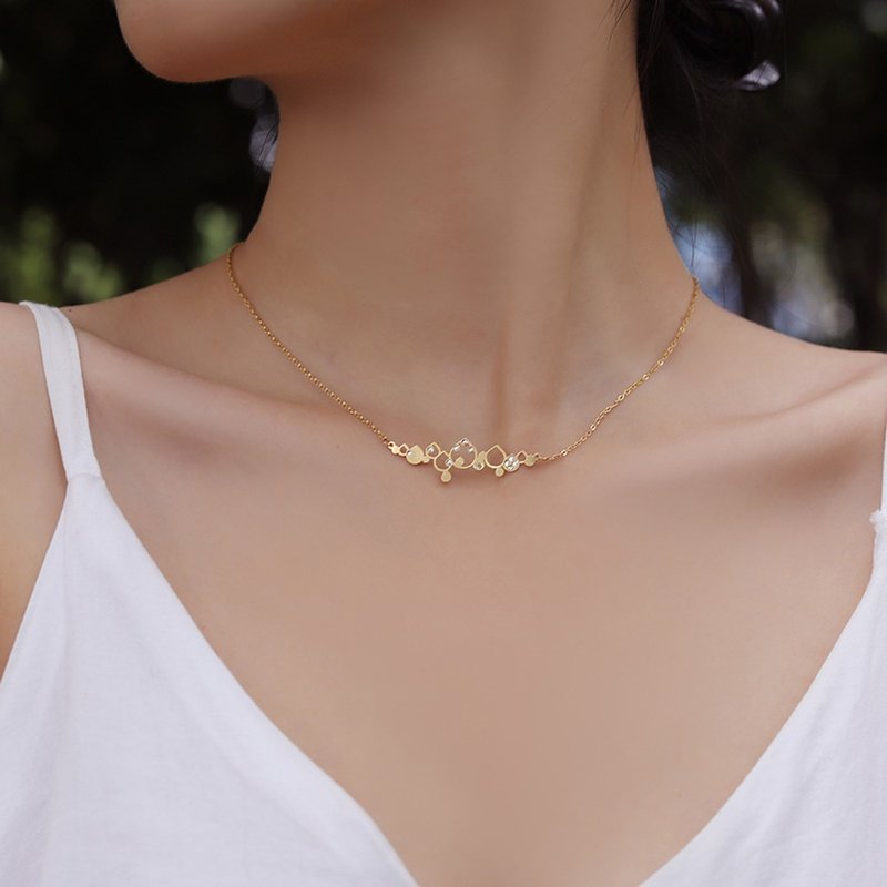 Pisces Necklace | Clavicle Chain | Titanium Steel 18k Gold Plated Necklace - สร้อยคอ - สแตนเลส สีทอง