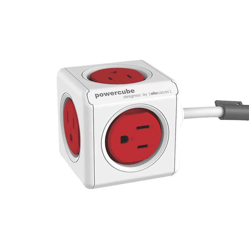 オランダallocacoc PowerCube延長コード/赤/長さ3メートル - 充電器・USBコード - プラスチック レッド