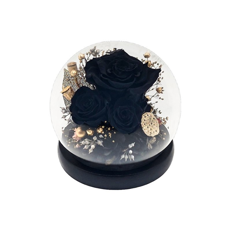 永生花水晶玻璃球擺設 - 黑 - 乾花/永生花 - 植物．花 黑色