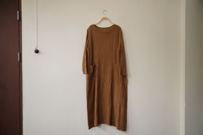 Unwind Dress | INDIGO / PADUAK WOOD dyed soft cotton | - ชุดเดรส - ผ้าฝ้าย/ผ้าลินิน สีนำ้ตาล