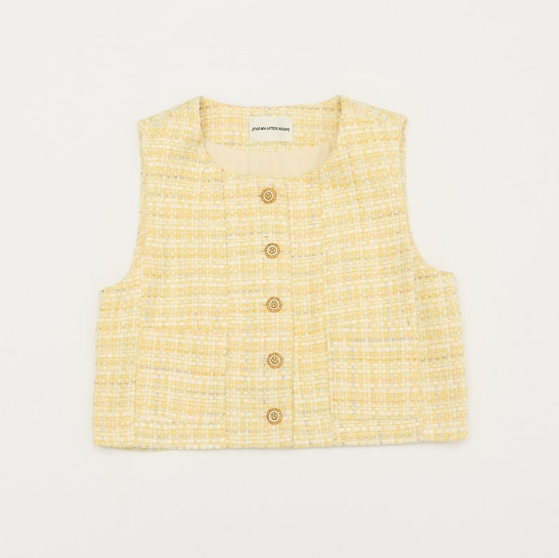 เสื้อ Daylily Sleeveless Jacket - เสื้อกั๊กผู้หญิง - วัสดุอื่นๆ สีเหลือง