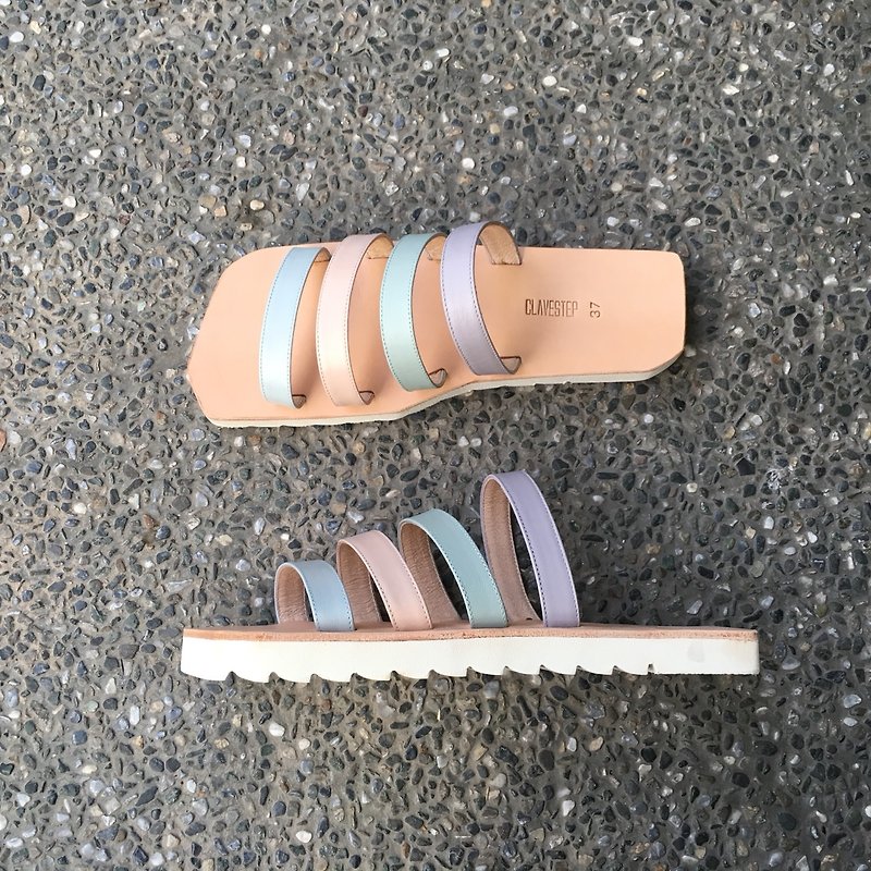 CLAVESTEP IX Sandals - Leather Sandals - Spring Light Muted Tones - Sandals - Genuine Leather Pink