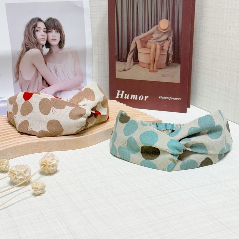 【Ingenious Craftsman】Hua Fudie handmade cross twist hair tie - Headbands - Cotton & Hemp Multicolor