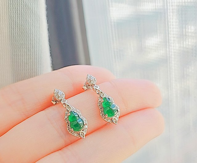 美品❣️新入荷❗️天然A貨翡翠　高氷陽緑シルバー925大粒福瓢箪リング　鑑定書付き 226-57 在庫処分 天然 A貨 緑系 翡翠 ひょうだん ルース 裸石