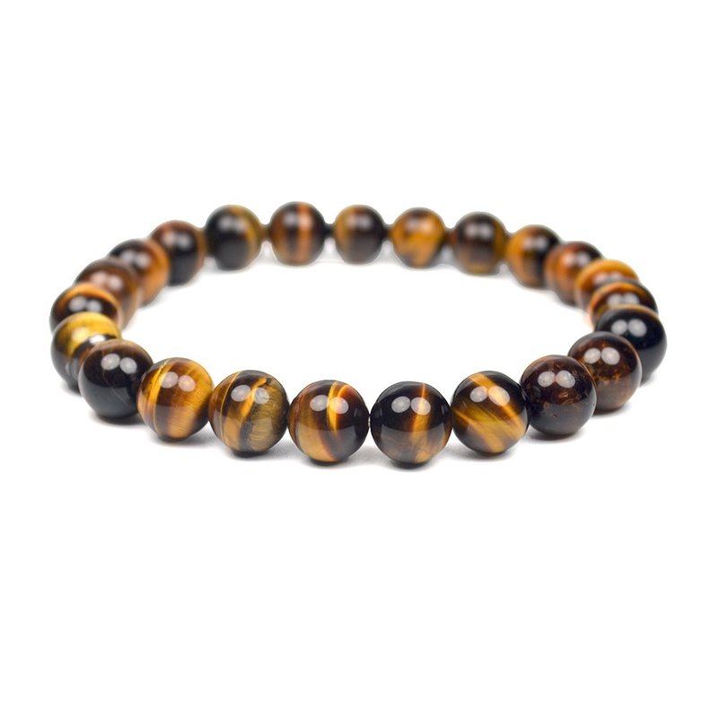 Natural Golden Yellow Tiger Eye Classic 8mm Beads Bracelets Japanese Elastic - สร้อยข้อมือ - เครื่องประดับพลอย หลากหลายสี