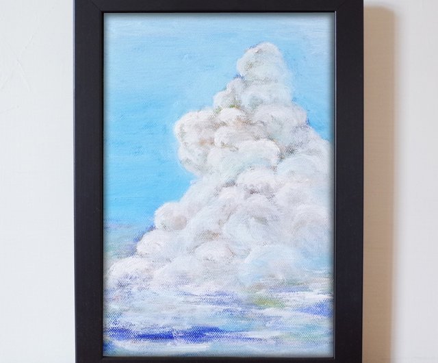 積雲 せきうん 油彩画 Fサイズ SM 額縁付き サイズ約26*19cm