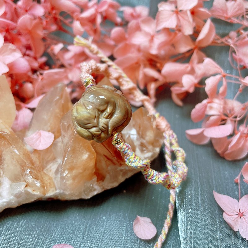 Agate Sleeping Fox Double Spiral Woven Bracelet - สร้อยข้อมือ - หยก สึชมพู